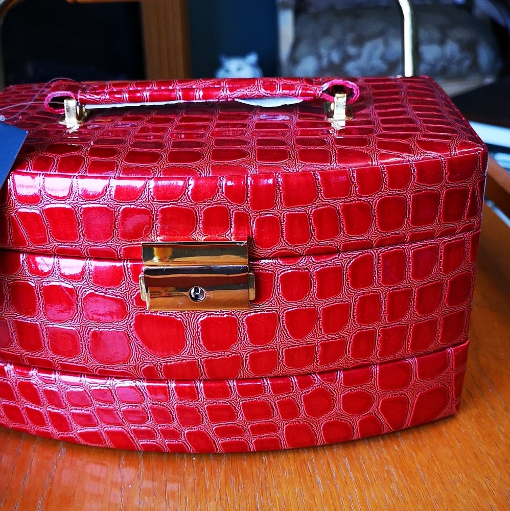 Jewellery Box Red Faux leather